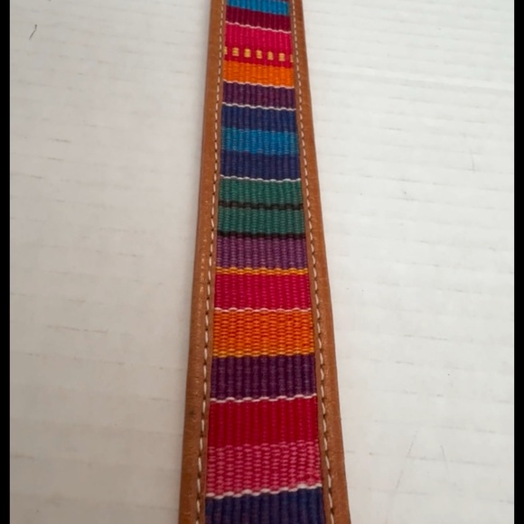 Vintage Handmade Leather and Colorful Woven Tapestry Women's Belt Sz 34 Med - Picture 3 of 11